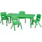Emma and Oliver 24"W x 48"L Rectangular Plastic Height Adjustable Activity Table Set with 4 Chairs